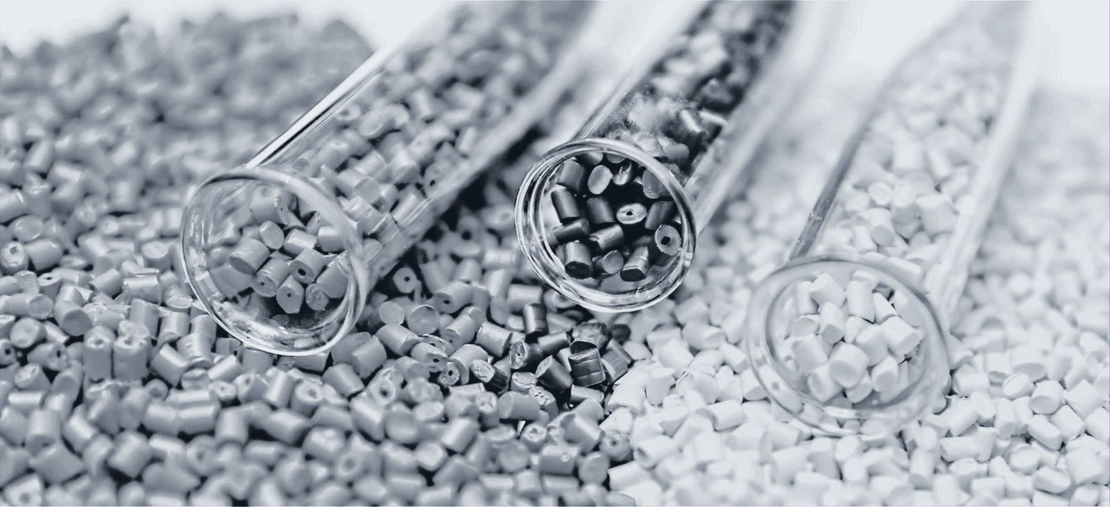 Plastic granules in sample tubes for resin testing